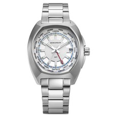 ROMANSON Actius New GMT 38 金屬手錶 RWAMFM5BS006WHWH0 + 購物袋
