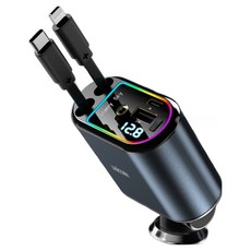 유니콘 4 IN 1 릴타입 시거잭 차량용 LED 화면 동시 4대 멀티 고속 충전기, 그레이, CP-500D