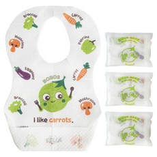 Kizus 語言發展拋棄式防水圍兜, 波波斯蔬菜, 3個, 20入