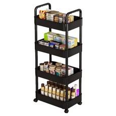 Lala工坊 移動式四層層架推車, 1個, 黑色