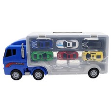 agaplus 貨櫃卡車運輸車 + 6款迷你車套組, 1套, 藍色(貨櫃卡車運輸車), 混合色(迷你車)