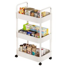 Lala工房 移動式3層層架推車, 白色, 1個