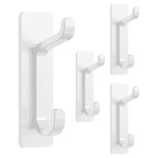 Realock 304不鏽鋼3M強力超薄雙掛鉤 壁掛式掛鉤, 白色, 4個