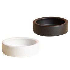 Lemoncripp小動物陶瓷飼料碗 M 2件組, 1套, 白色 黑色