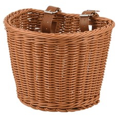 TRVL 手工PP仿藤迷你自行車滑板車電動自行車車籃, 1個, 復古棕色