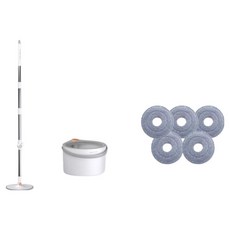 Joybos 離心力濕拖把 + 超細纖維拖布 5入 + 清洗桶組合, 1套