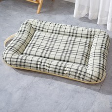 순잠 반려동물 사계절용 두꺼운 침대 매트, 체크아이보리, 1개