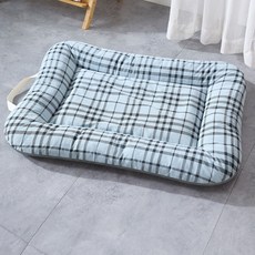 순잠 반려동물 사계절용 두꺼운 침대 매트, 체크블루, 1개