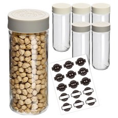 미르코리아 헥사 얌얌 실리콘뚜껑 트라이탄 양념병 세트, 1세트, 양념병 300ml(6P) + 라벨 스티커