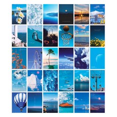 indi.k 夏日度假風情室內裝飾明信片30款 + 48p貼紙組, 2套, 混合色