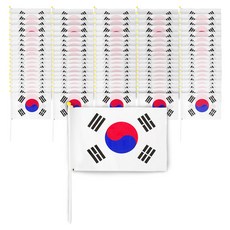 비에이비오 원단 태극기 깃대, 혼합색상, 100개