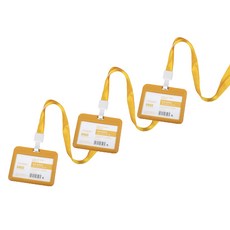 格姆 附掛繩員工姓名牌 名牌 6.9 x 11 cm, 3個, 黃色橫式