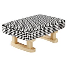 費歐家 客廳實木布藝沙發方凳 原木腿, 1個, 千鳥格色