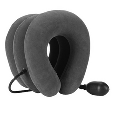 AHOYE 便攜充氣式頸椎牽引枕 黑色 頸部舒緩支撐 輕巧易攜帶, 1個, 21 x 17cm
