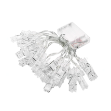 AHOYE 2段調光LED照片夾子燈 電池款 20燈 3m, 1組, 透明色