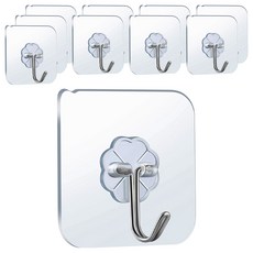 AHOYE 免鑽孔超耐重180度可旋轉無痕掛勾 透明色 壁掛掛勾, 10個