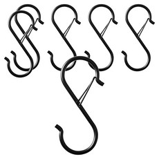 AHOYE S型防風防掉落金屬收納吊掛鉤 6件組, 黑色, 1組