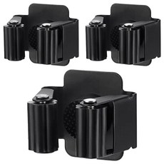 AHOYE 免鑽孔不鏽鋼拖把架/拖把夾/掃把架/掛勾 黑色, 3個