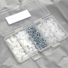 康佑商社 電線固定夾 + 螺絲 塑膠包裝組, 白色 + 銀色, 1套