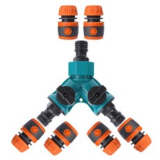 GILGRI 3孔Y型閥門式軟管分水器 + 一鍵式轉接頭 12~16mm 6入組, 1套, 混合色