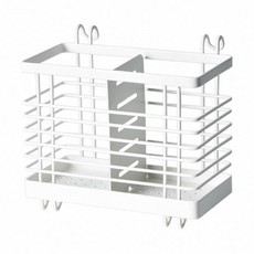 Homely Zakka 日式簡約鐵藝可掛式餐具分類瀝水籃, 1個, 白色