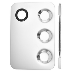 Hataesmall 好上色美術調色盤 大號方形 + 攪拌棒套組, 3格, 1套