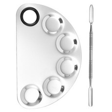 Hataesmall 顏料易附著美術調色盤 大號 半圓形 + 調色棒套組, 1套, 5格