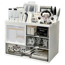 365place 多功能收納整理盒 筆筒 便條紙架 一體式收納盒, 1個, 白色