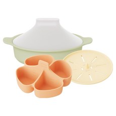 모윰 올인원 이유식 찜기 세트 1000ml, 찜기 + 디바이더 + 실리콘 찜받침, 1세트, 피스타치오