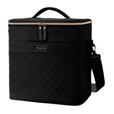 韓式優雅編織牛津布大容量保冷包 30 x 22 x 32cm, 經典黑