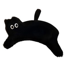 ARTJOY 萬用貓咪造型筆袋 黑色 可愛造型 毛絨材質 拉鍊筆袋, 1個