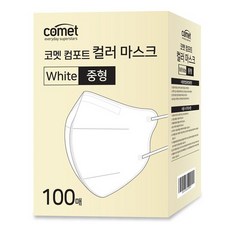 comet 舒適單色鳥嘴型口罩 M, 100片, 1盒, 白色