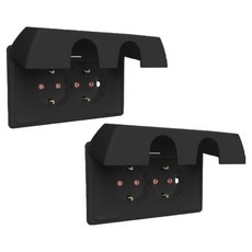 Legrand 羅格朗 Apella Simple 防水2孔嵌入式插座 橫式防滴型 黑色, 2個