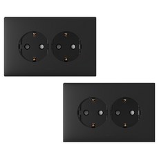 Legrand 羅格朗 Apella 黑色 Simple 橫式 2孔 嵌入式插座, 2個