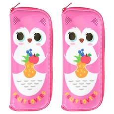 Anifarm 寬版餐具盒 貓頭鷹, 粉紅色, 2個