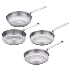 LiViNG ART 電磁爐 316Ti 全包覆五層 頂級不鏽鋼平底鍋 4件組, 1套, 單一顏色, 24cm平底鍋 + 28cm平底鍋 + 24cm單柄深鍋 + 28cm炒鍋