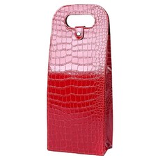 Daily On 簡約人造鱷魚紋雙瓶酒盒, 紅色, 1個