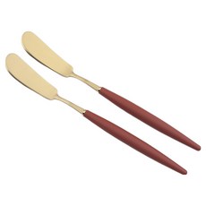 Bogen Allemande 金色餐具奶油刀, 2個, 酒紅色