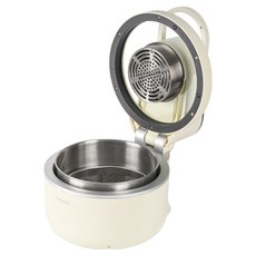 HOMELIA 全不鏽鋼玻璃全開式氣炸鍋 5L, 奶油白, G-11