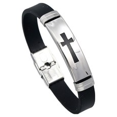 ZPKO 不鏽鋼基督教十字架手鍊, 1個, 混色