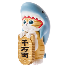 貓福珊迪 招財公仔金小判 鯊魚貓, 可愛造型擺飾，正版授權，招財納福, 1個
