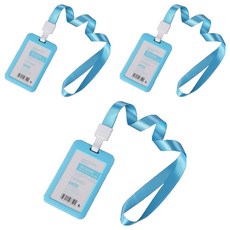 格姆 附掛繩員工姓名牌 名牌 6.9 x 11 cm, 3個, 淺藍色直式