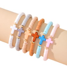 Jipico 宗教用品 粉彩可愛十字架手鍊 6件組, 1套, 混合色