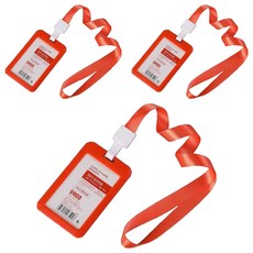 格姆 附掛繩員工姓名牌 名牌 6.9 x 11 cm, 3個, 焦橙色直式