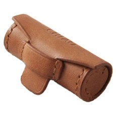 Teia 攜帶式皮革圓筒印章盒, 深棕色