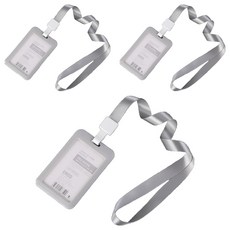 格姆 附掛繩員工姓名牌 名牌 6.9 x 11 cm, 3個, 淺灰色直式