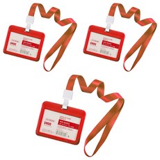 格姆 附掛繩員工姓名牌 名牌 6.9 x 11 cm, 3個, 紅色橫式