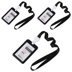 格姆 附掛繩員工姓名牌 名牌 6.9 x 11 cm, 3個, 黑色直式