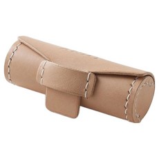 Teia 攜帶式皮革圓筒印章盒, 卡其色