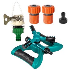 GILGRI 連接型旋轉灑水器 + 19mm軟管用一鍵式轉接頭 2入 + 水龍頭連接器 + 標準軟管連接器 套組, 1套, 混合顏色